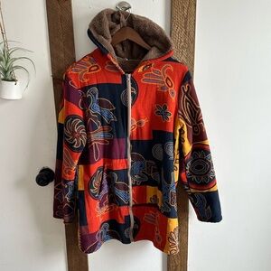 Boutique Women’s Hooded Tribal Full Zip Jacket Coat Cozy